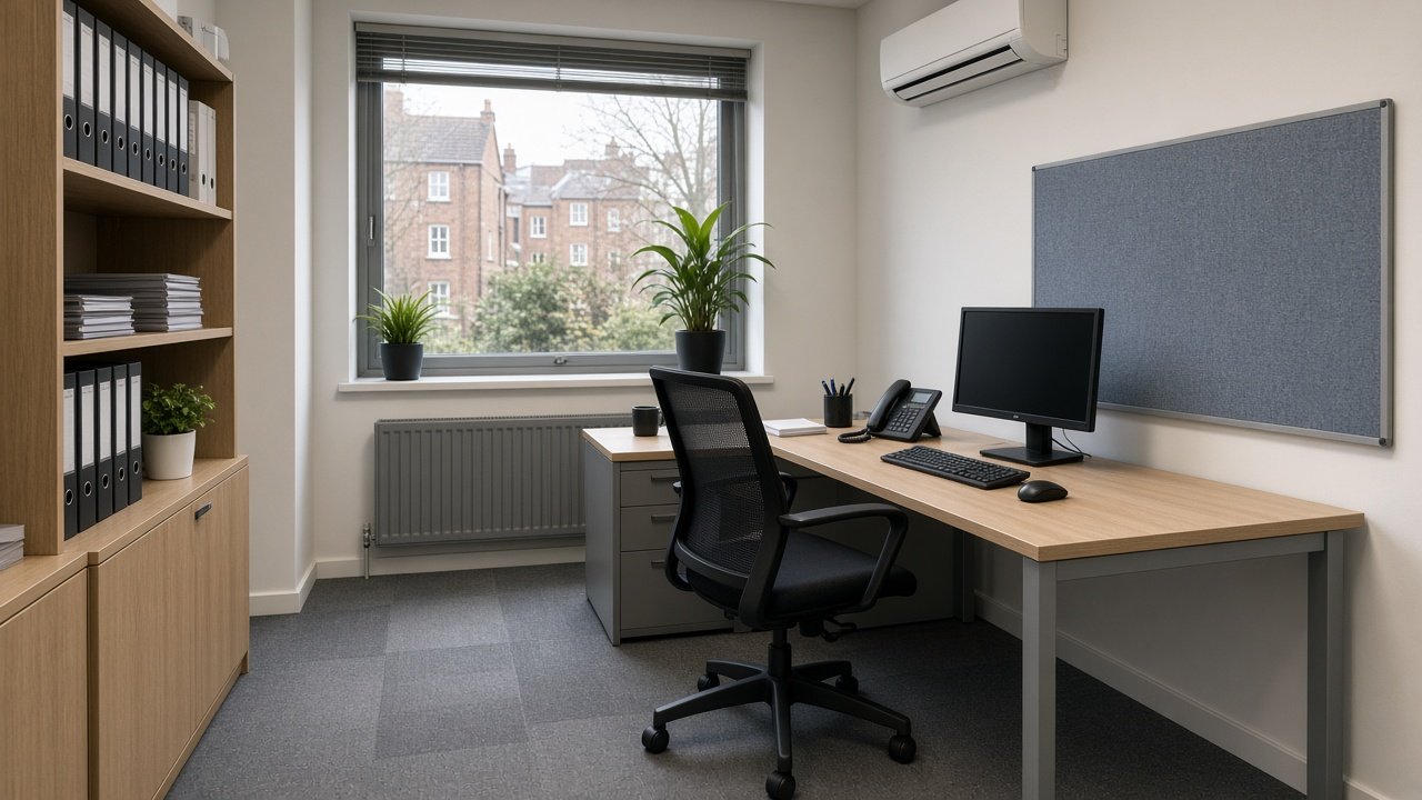 Wall-mounted split air conditioning in a UK business office