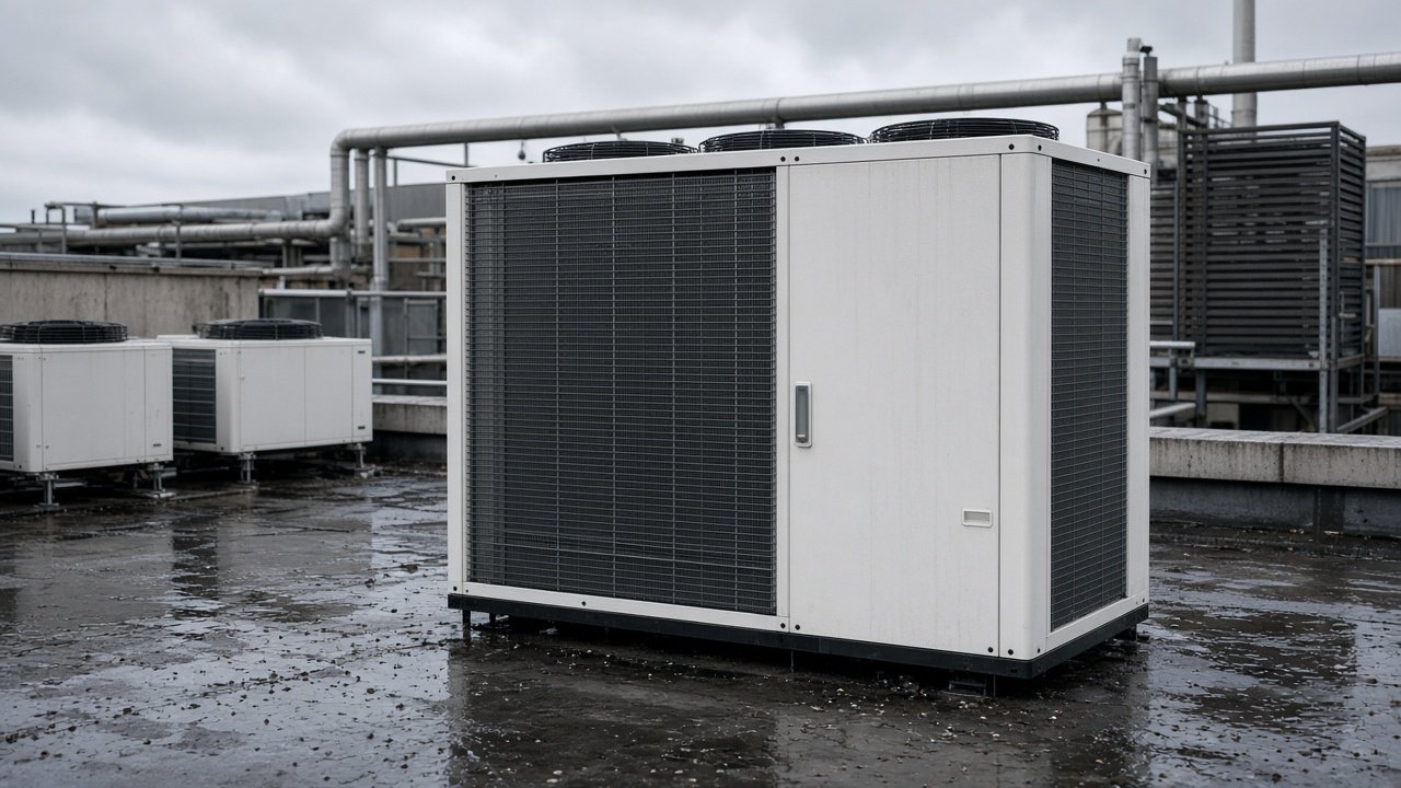 Single large VRF outdoor unit for multi-zone business air conditioning